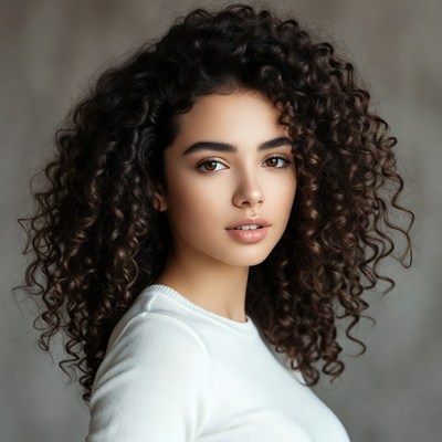 Beautiful woman with curly hair