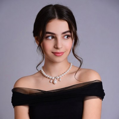 Young woman in pearl necklace