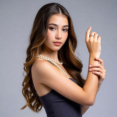 Asian woman with pearl necklace