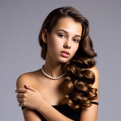Young woman with pearl necklace