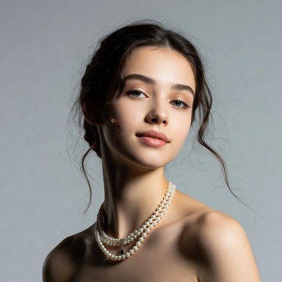 Young woman with pearl necklace