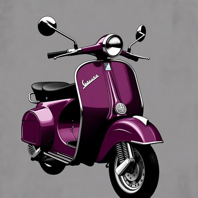 Purple Vespa Scooter Illustration