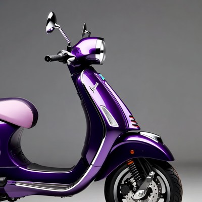 Purple Vespa Scooter on Gray Background