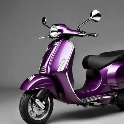 Purple Vespa Scooter on Gray Background