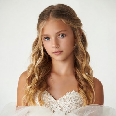 Girl in white lace dress