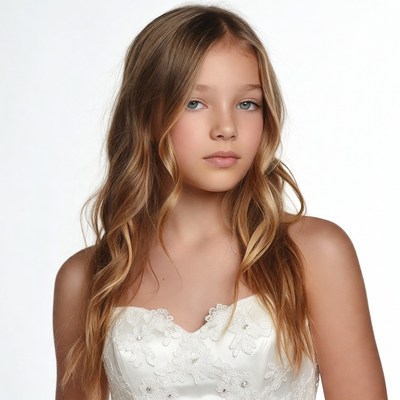 Girl in white lace dress