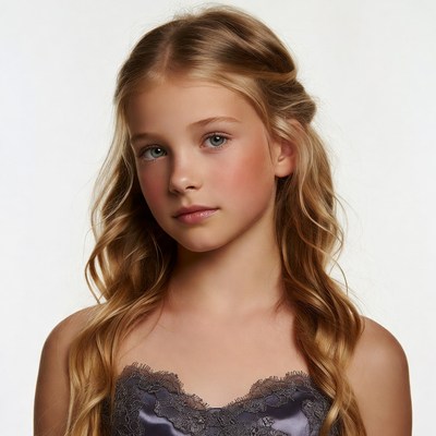 Blonde girl in lace dress