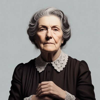 Elderly woman with clasped hands