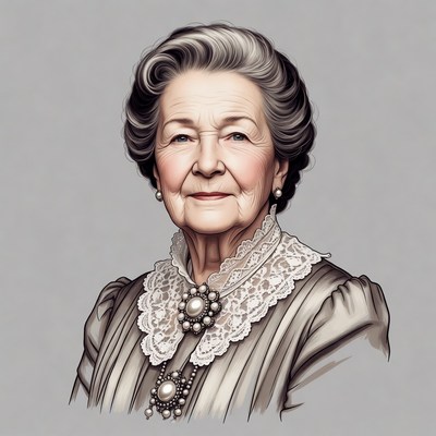 Elderly woman in lace dress portrait
