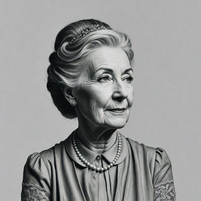 Elderly woman in pearl necklace
