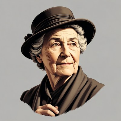 Elderly woman wearing brown hat