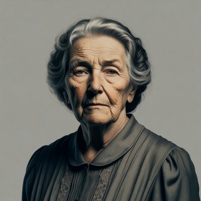 Elderly woman with gray hair