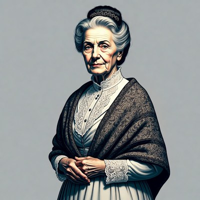 Elderly woman in Victorian dress