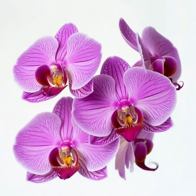 Purple Phalaenopsis Orchids on White Background