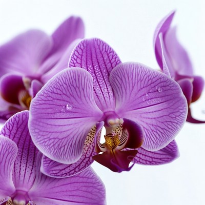 Purple Orchid Flowers with Water Droplets