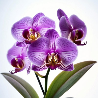 Purple Phalaenopsis Orchids on White Background