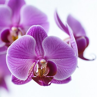 Purple Orchid Flowers on White Background