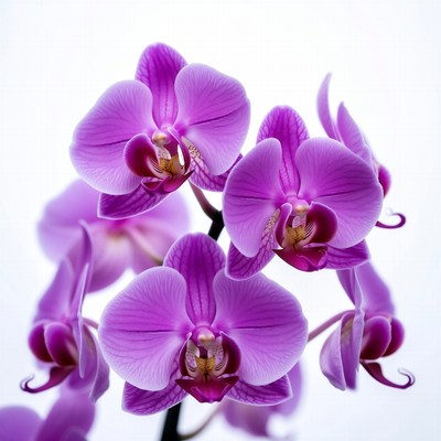 Purple Orchid Flowers on White Background