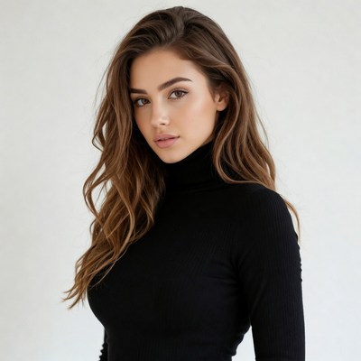 Beautiful woman in black turtleneck