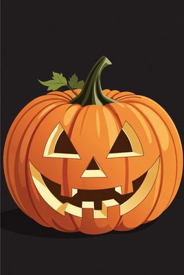 Jack-o'-lantern pumpkin on black background