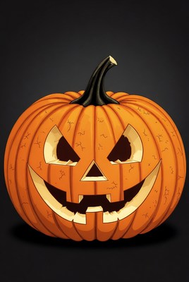 Jack-o'-lantern on black background