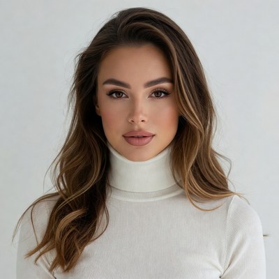 Beautiful woman in white turtleneck