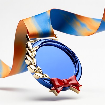 Blue Gold Medal with Ribbon