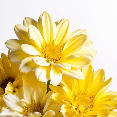 Yellow Gerbera Daisies on White Background