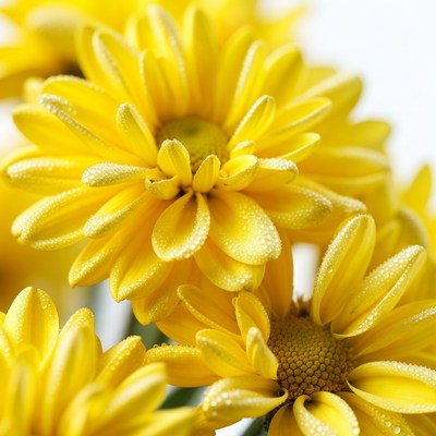 Yellow Daisies with Dewdrops