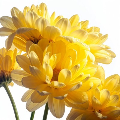 Yellow Gerbera Daisies with Water Droplets