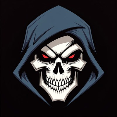 Hooded Skull with Red Eyes