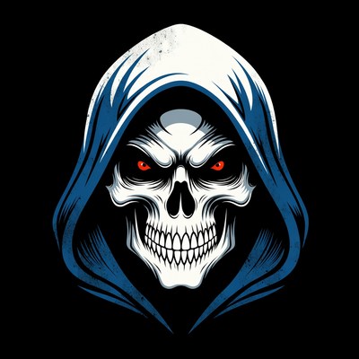 Skull in Blue Hoodie