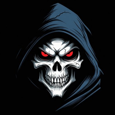 Skull in Blue Hood Illustration