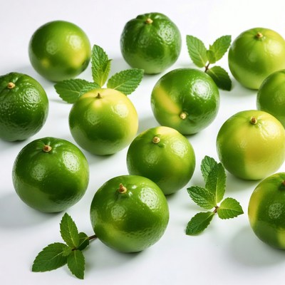 Fresh Limes with Mint Leaves