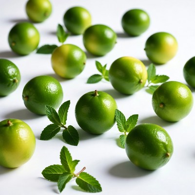 Fresh limes with mint leaves