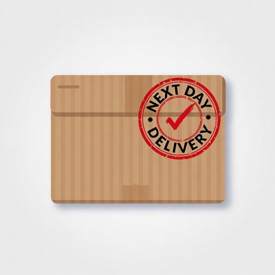 Envelope with Next Day Delivery Stamp