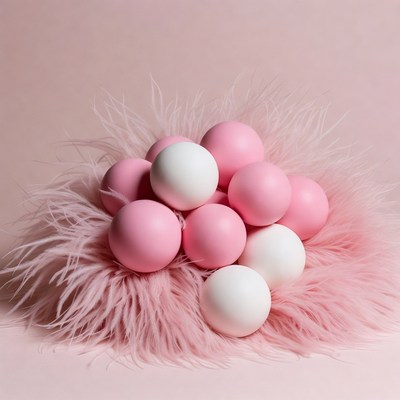 Pink and White Balls on Pink Fur