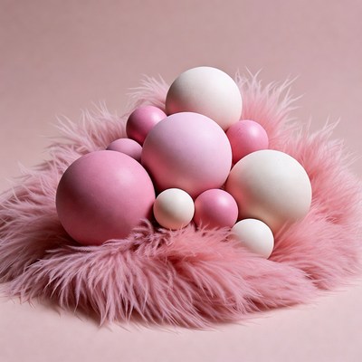 Pink and White Balls on Fur