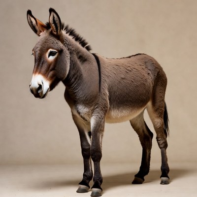 Cute baby donkey standing