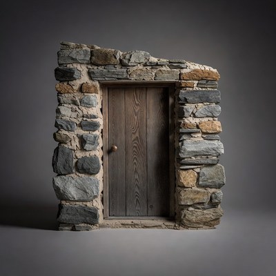 Stone Archway with Wooden Door