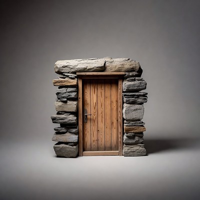 Stone Archway Wooden Door