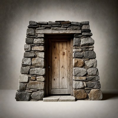 Stone Archway with Wooden Door