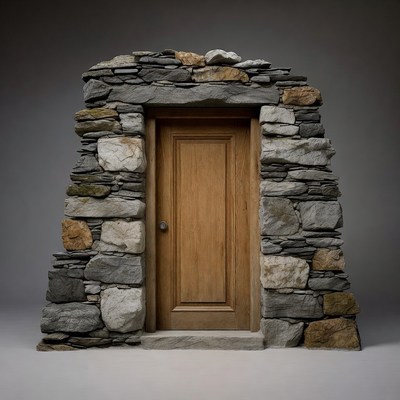 Stone Archway with Wooden Door