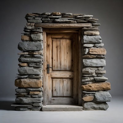 Stone Wall Wooden Door