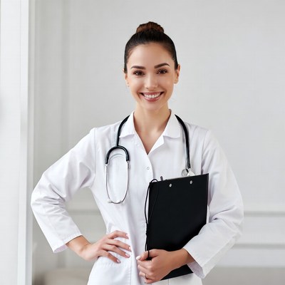 Smiling female doctor with stethoscope