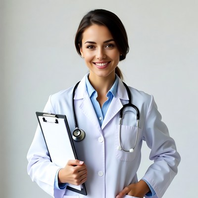 Smiling female doctor with stethoscope
