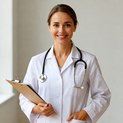 Smiling female doctor with stethoscope
