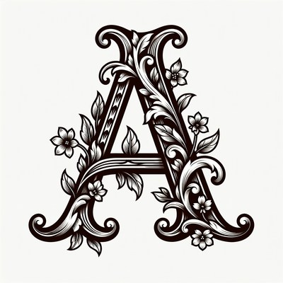 Ornate Floral Letter A