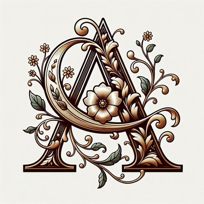 Ornate Floral Letter A Illustration