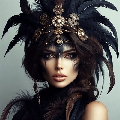 Woman with Feather Headdress